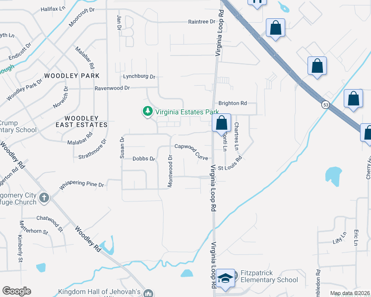 map of restaurants, bars, coffee shops, grocery stores, and more near 3225 Capwood Curve in Montgomery