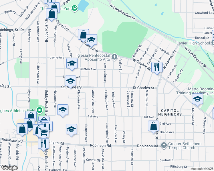 map of restaurants, bars, coffee shops, grocery stores, and more near 244 Lexington Avenue in Jackson