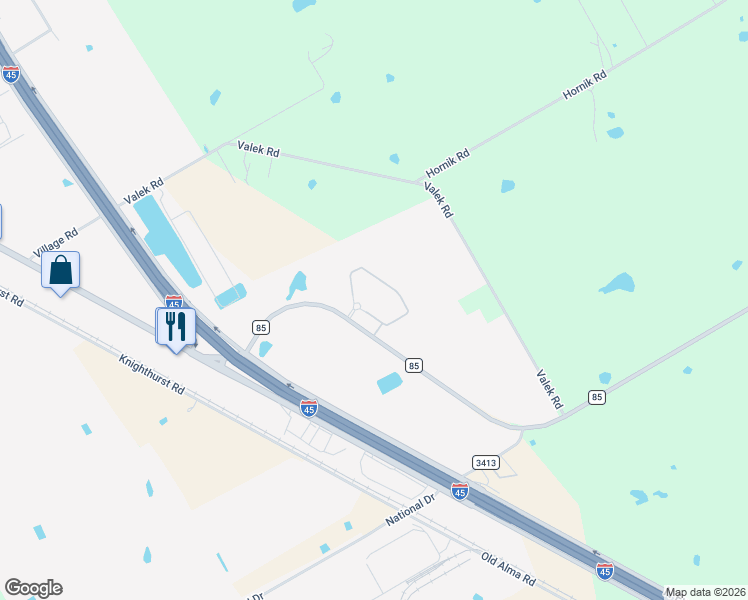 map of restaurants, bars, coffee shops, grocery stores, and more near 3700 Farm to Market Road 85 in Ennis