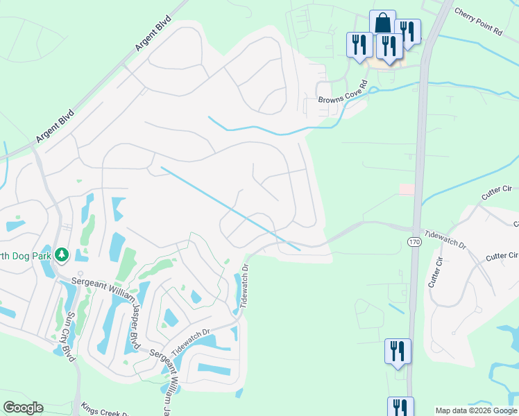 map of restaurants, bars, coffee shops, grocery stores, and more near 284 Heathwood Drive in Okatie