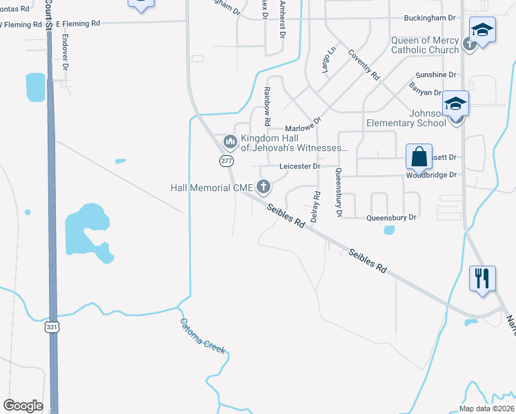 map of restaurants, bars, coffee shops, grocery stores, and more near 530 Seibles Road in Montgomery