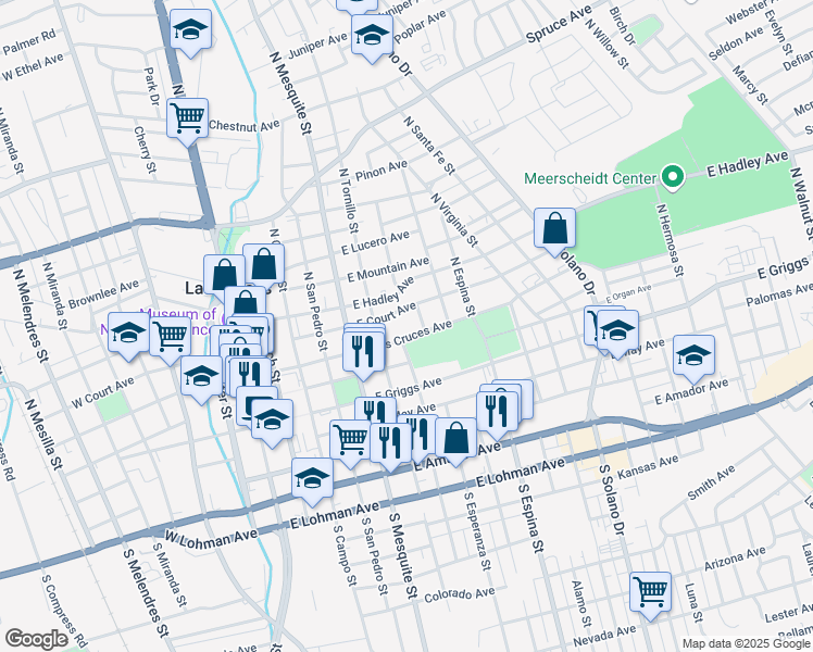 map of restaurants, bars, coffee shops, grocery stores, and more near 720 East Las Cruces Avenue in Las Cruces