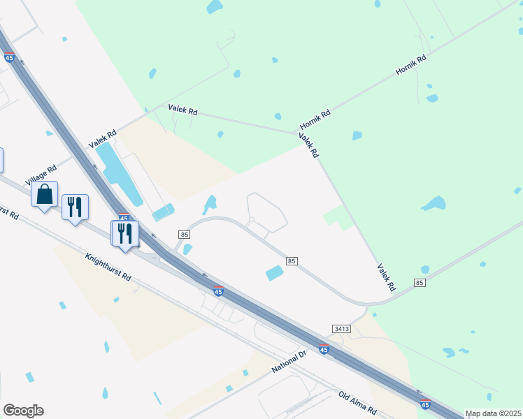 map of restaurants, bars, coffee shops, grocery stores, and more near 3700 Farm to Market Road 85 in Ennis