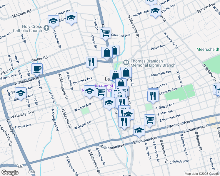 map of restaurants, bars, coffee shops, grocery stores, and more near in Las Cruces