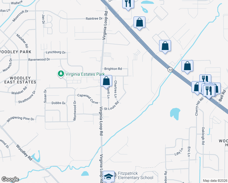 map of restaurants, bars, coffee shops, grocery stores, and more near 4634 Conti Lane in Montgomery