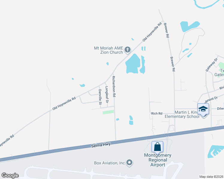 map of restaurants, bars, coffee shops, grocery stores, and more near 4340 Richardson Road in Montgomery