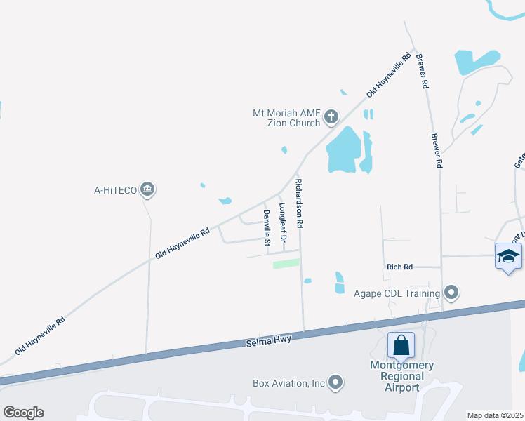 map of restaurants, bars, coffee shops, grocery stores, and more near 4302 Danville Street in Montgomery