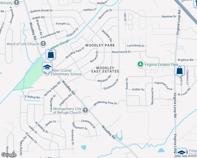 map of restaurants, bars, coffee shops, grocery stores, and more near 3762 Malabar Road in Montgomery