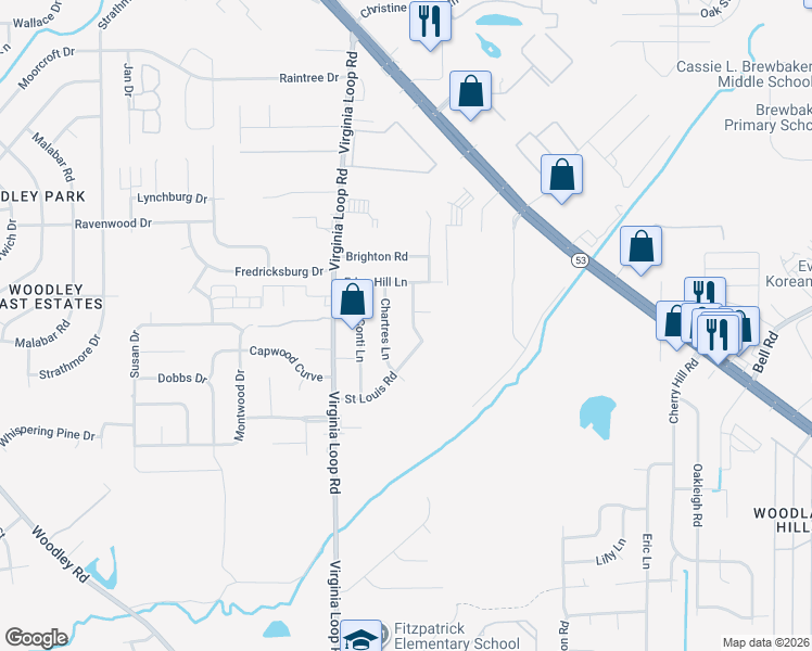 map of restaurants, bars, coffee shops, grocery stores, and more near 4641 Chartres Lane in Montgomery