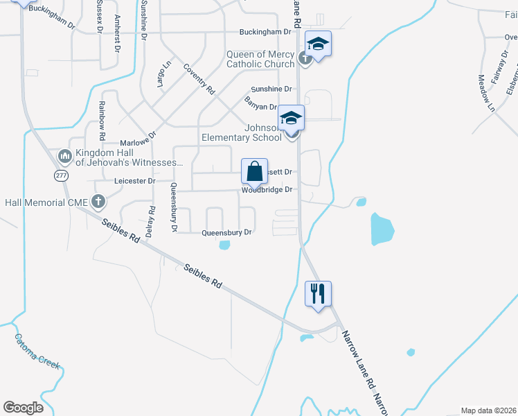 map of restaurants, bars, coffee shops, grocery stores, and more near 743 Queensbury Drive in Montgomery