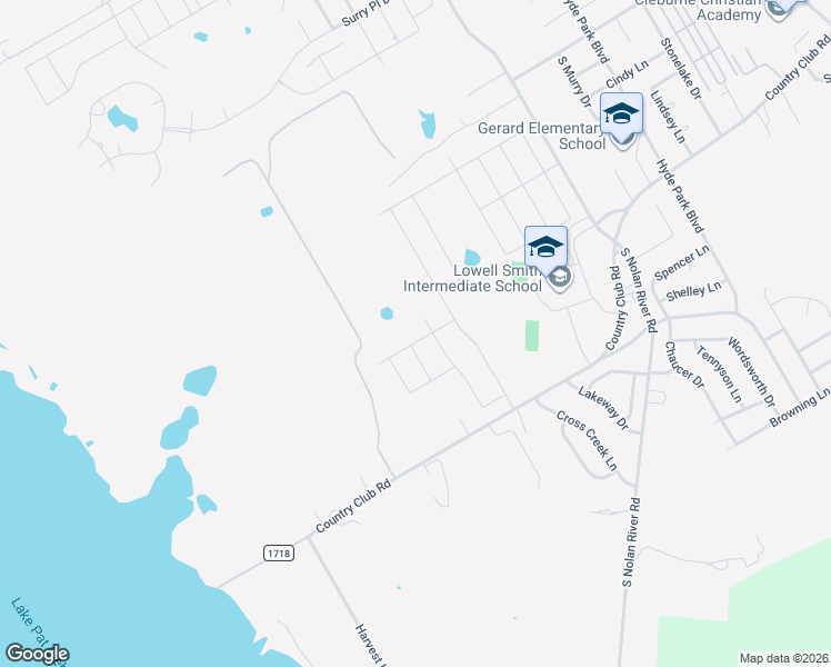 map of restaurants, bars, coffee shops, grocery stores, and more near 1403 El Cerrito Lane in Cleburne