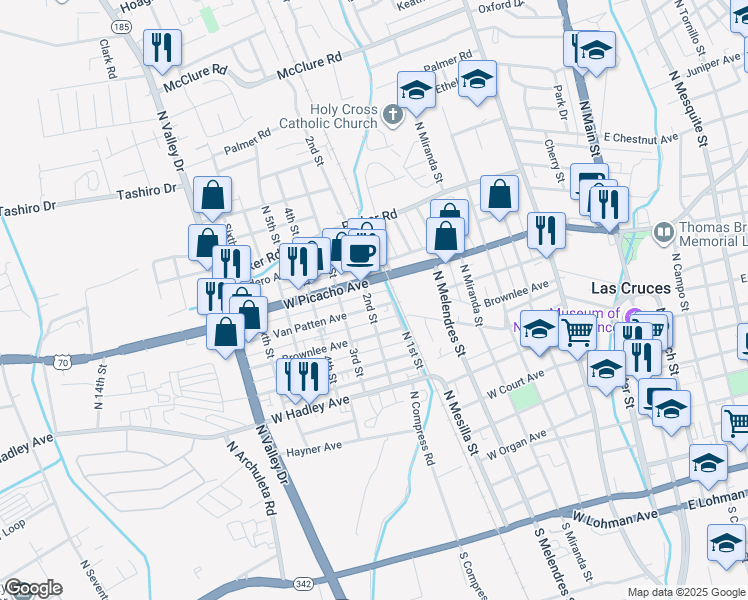 map of restaurants, bars, coffee shops, grocery stores, and more near 825-899 U.S. 70 in Las Cruces