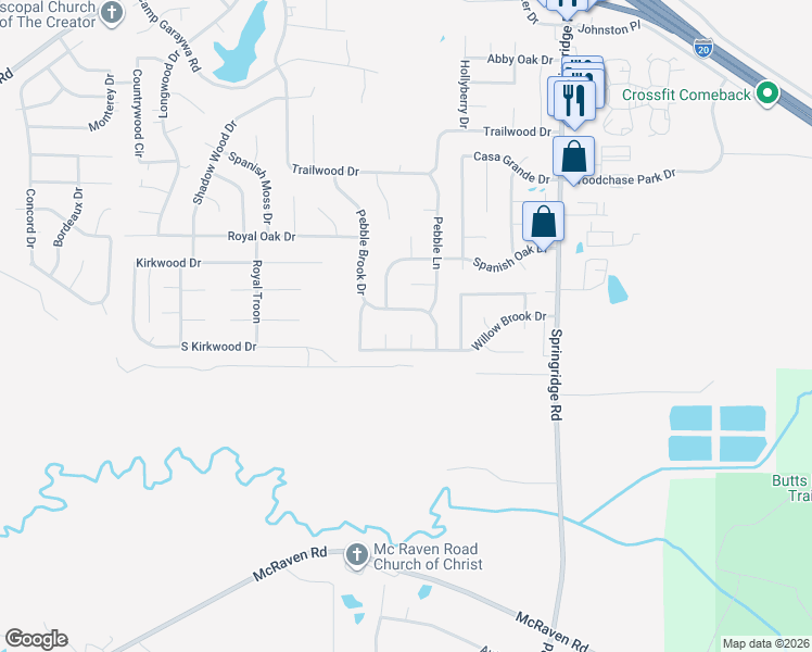 map of restaurants, bars, coffee shops, grocery stores, and more near 103 Willow Cove in Clinton