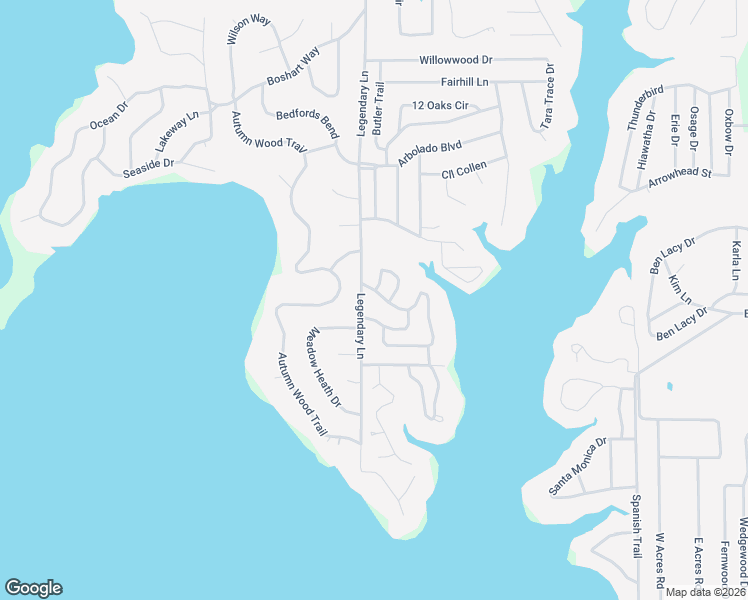 map of restaurants, bars, coffee shops, grocery stores, and more near 631 Legendary Lane in Gun Barrel City