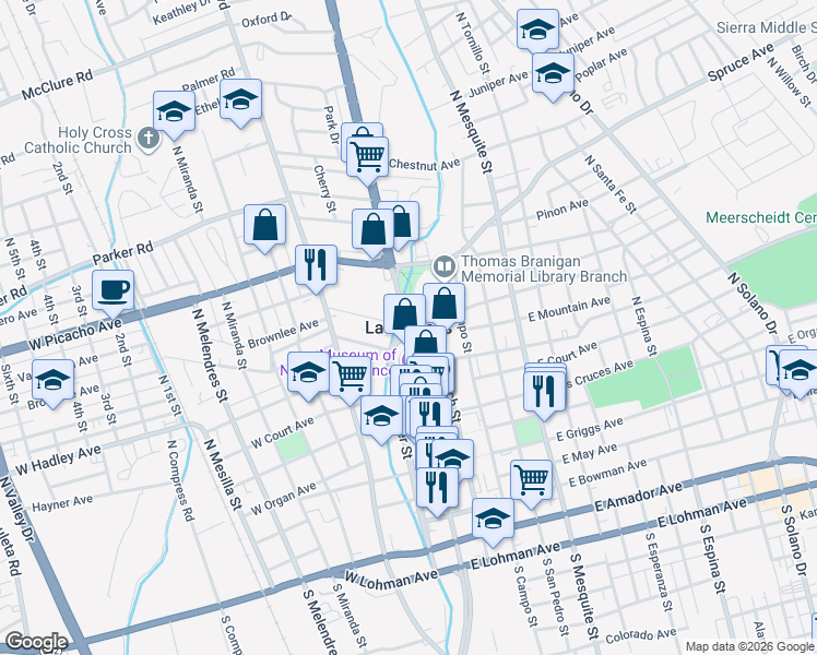map of restaurants, bars, coffee shops, grocery stores, and more near in Las Cruces
