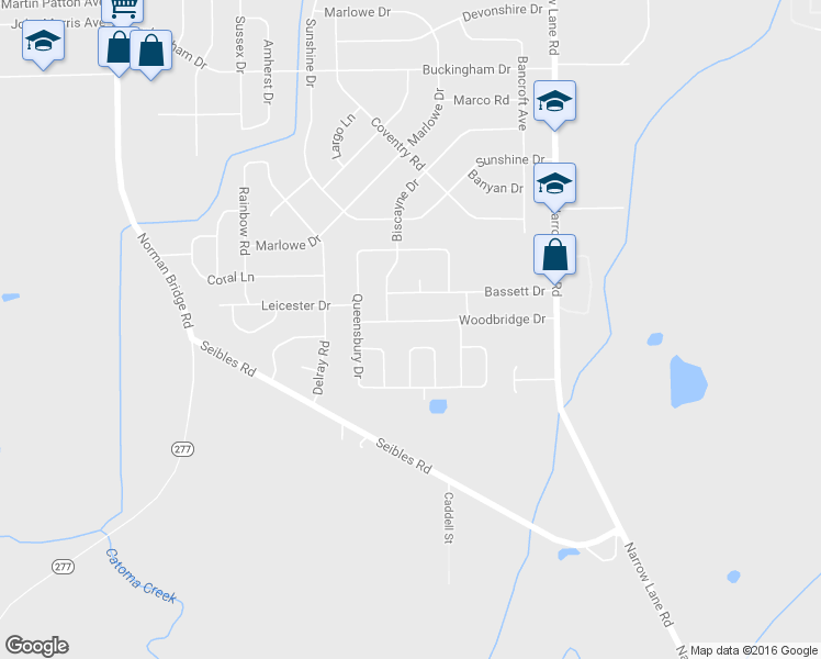 map of restaurants, bars, coffee shops, grocery stores, and more near 1140 Woodbridge Drive in Montgomery
