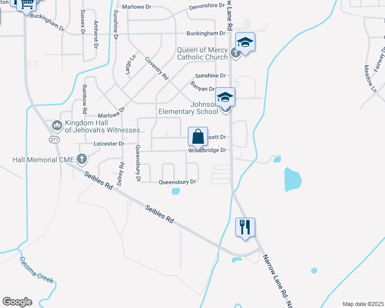 map of restaurants, bars, coffee shops, grocery stores, and more near 1224 Woodbridge Drive in Montgomery