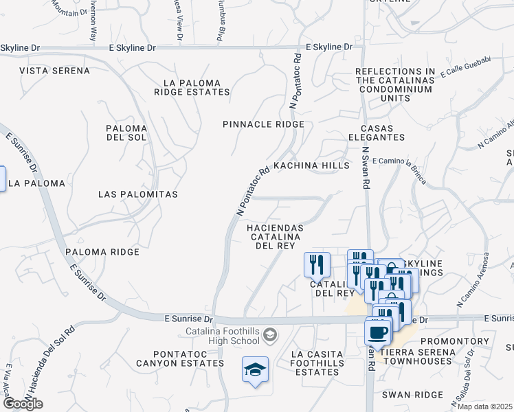 map of restaurants, bars, coffee shops, grocery stores, and more near 4400 East Calle Del Conde in Tucson
