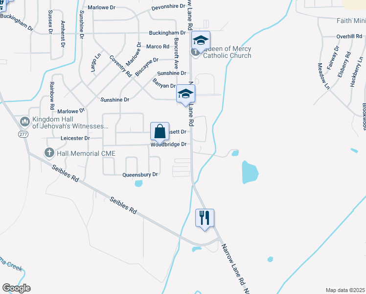 map of restaurants, bars, coffee shops, grocery stores, and more near 1258 Woodbridge Drive in Montgomery