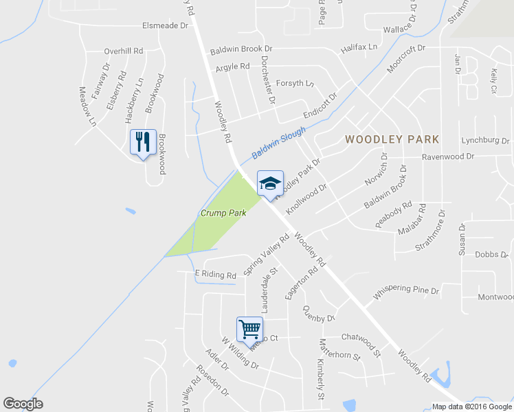 map of restaurants, bars, coffee shops, grocery stores, and more near 3500 Woodley Road in Montgomery