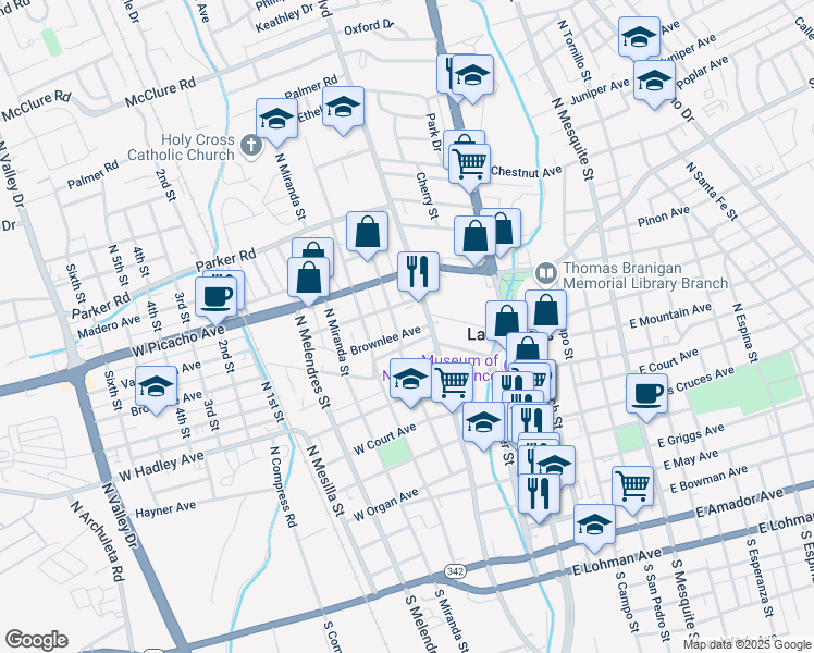 map of restaurants, bars, coffee shops, grocery stores, and more near 708 North Armijo Street in Las Cruces