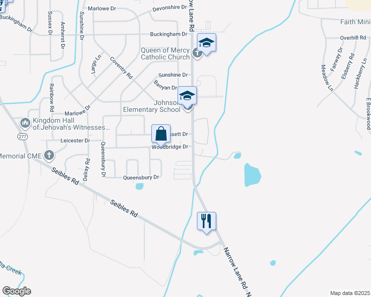 map of restaurants, bars, coffee shops, grocery stores, and more near 1258 Woodbridge Drive in Montgomery