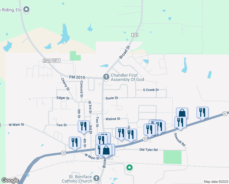map of restaurants, bars, coffee shops, grocery stores, and more near 210 Crestview Street in Chandler