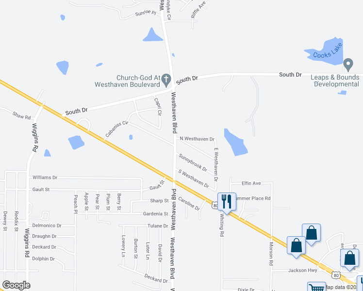 map of restaurants, bars, coffee shops, grocery stores, and more near 4943 Westwood Drive in Jackson