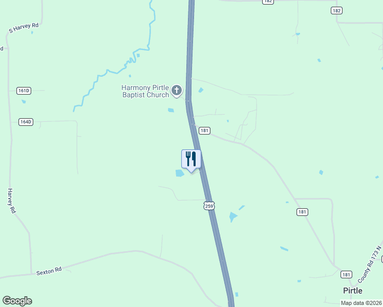 map of restaurants, bars, coffee shops, grocery stores, and more near 11862 U.S. 259 in Overton