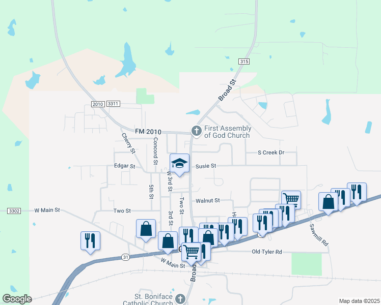 map of restaurants, bars, coffee shops, grocery stores, and more near 800 Broad Street in Chandler
