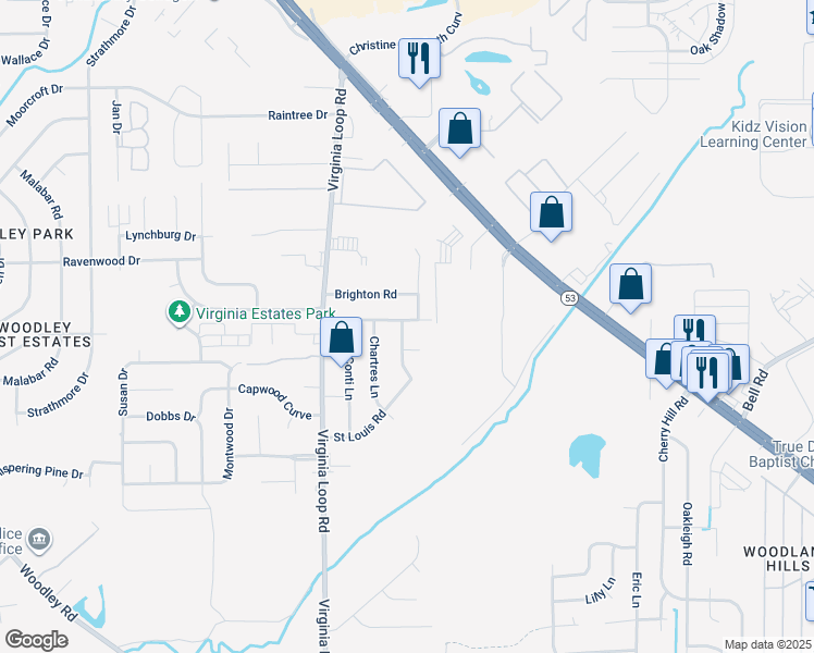 map of restaurants, bars, coffee shops, grocery stores, and more near 4188 Saint Louis Road in Montgomery