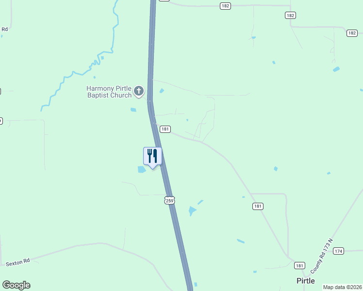 map of restaurants, bars, coffee shops, grocery stores, and more near 12371 County Road 181 in Overton