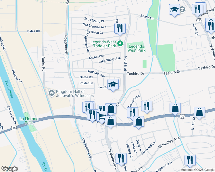 map of restaurants, bars, coffee shops, grocery stores, and more near 1318 Magoffin Place in Las Cruces