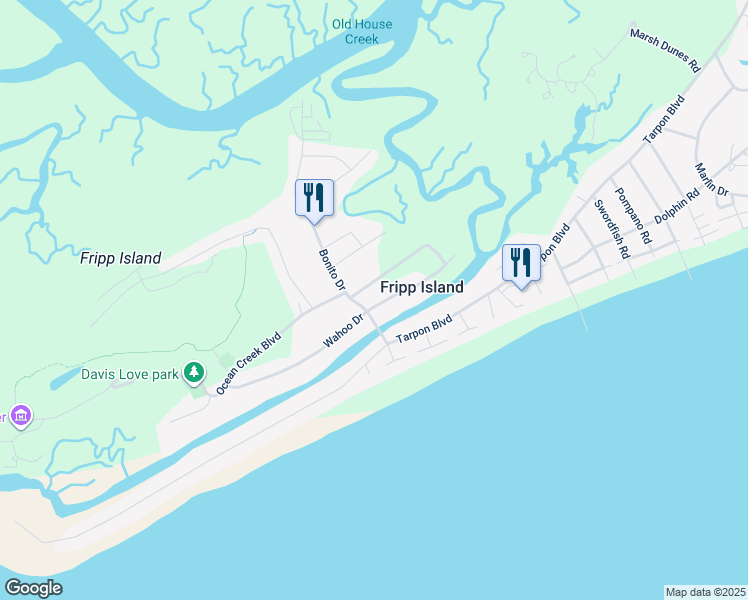 map of restaurants, bars, coffee shops, grocery stores, and more near 370 Sea Bass Drive in Saint Helena Island