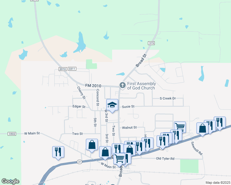 map of restaurants, bars, coffee shops, grocery stores, and more near 800 Broad Street in Chandler