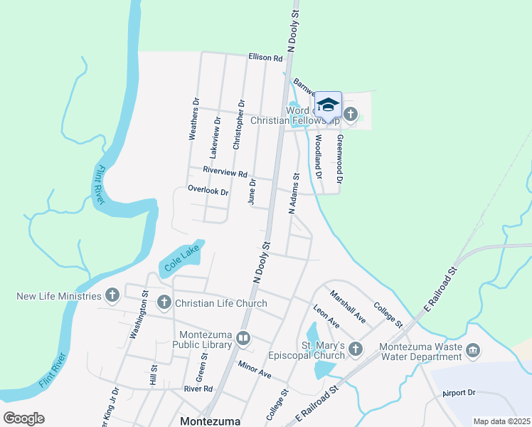 map of restaurants, bars, coffee shops, grocery stores, and more near 101 June Drive in Montezuma