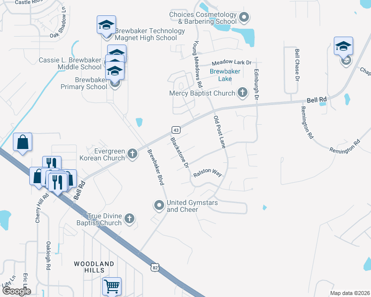 map of restaurants, bars, coffee shops, grocery stores, and more near 5916 Freestone Place in Montgomery