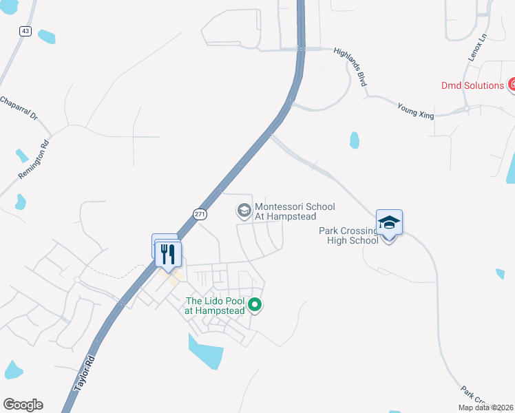 map of restaurants, bars, coffee shops, grocery stores, and more near 4501 Taylor Road in Montgomery