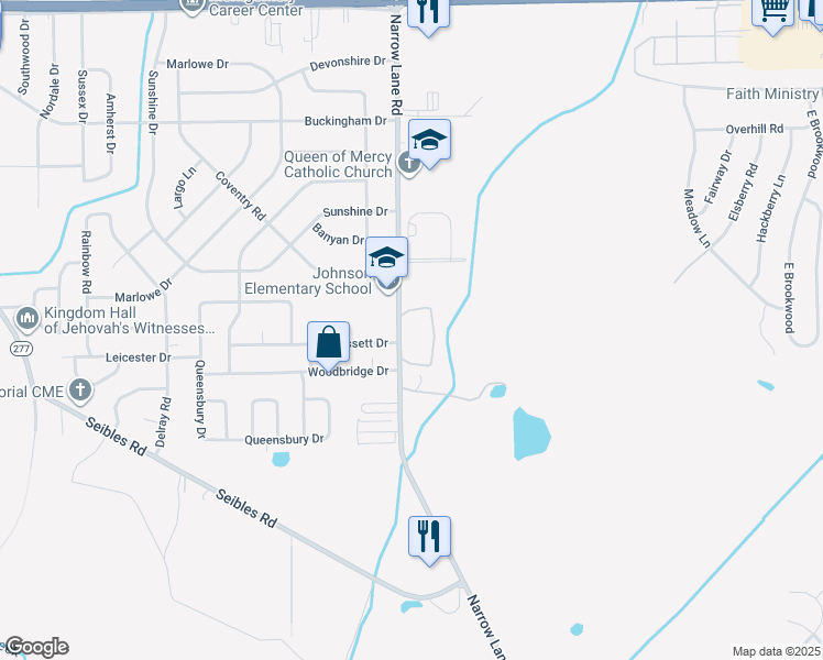 map of restaurants, bars, coffee shops, grocery stores, and more near 4551 Narrow Lane Road in Montgomery