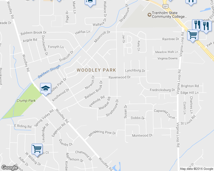 map of restaurants, bars, coffee shops, grocery stores, and more near 3929 Malabar Road in Montgomery