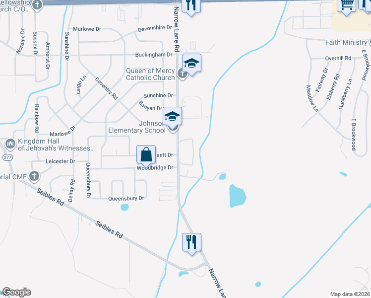 map of restaurants, bars, coffee shops, grocery stores, and more near 4551 Narrow Lane Road in Montgomery