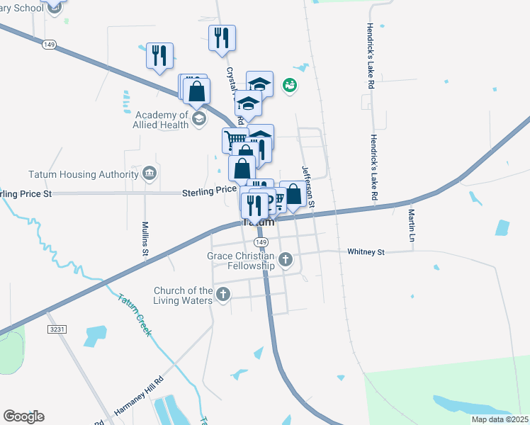 map of restaurants, bars, coffee shops, grocery stores, and more near in Tatum