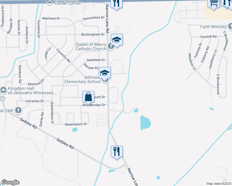map of restaurants, bars, coffee shops, grocery stores, and more near 4551 Narrow Lane Road in Montgomery