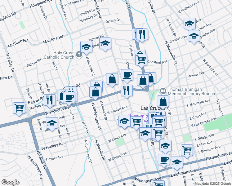 map of restaurants, bars, coffee shops, grocery stores, and more near 400 West Picacho Avenue in Las Cruces