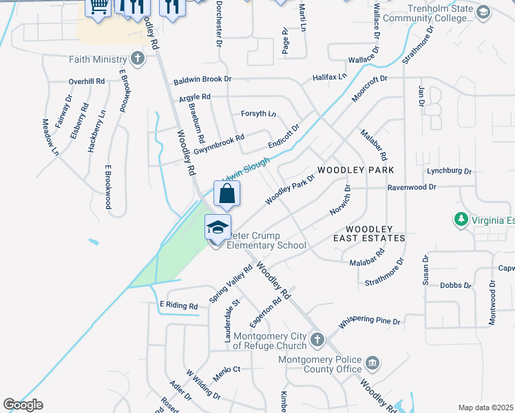 map of restaurants, bars, coffee shops, grocery stores, and more near 2649 Woodley Park Drive in Montgomery