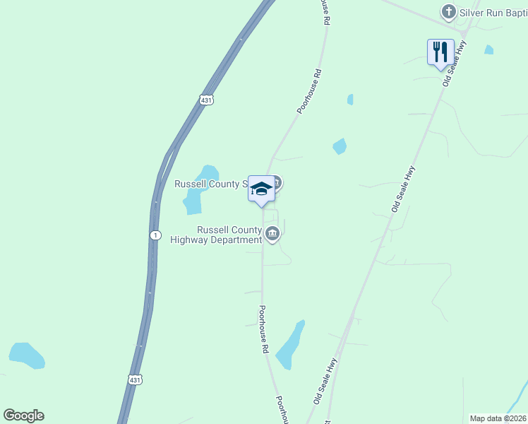 map of restaurants, bars, coffee shops, grocery stores, and more near 91 Poorhouse Road in Seale