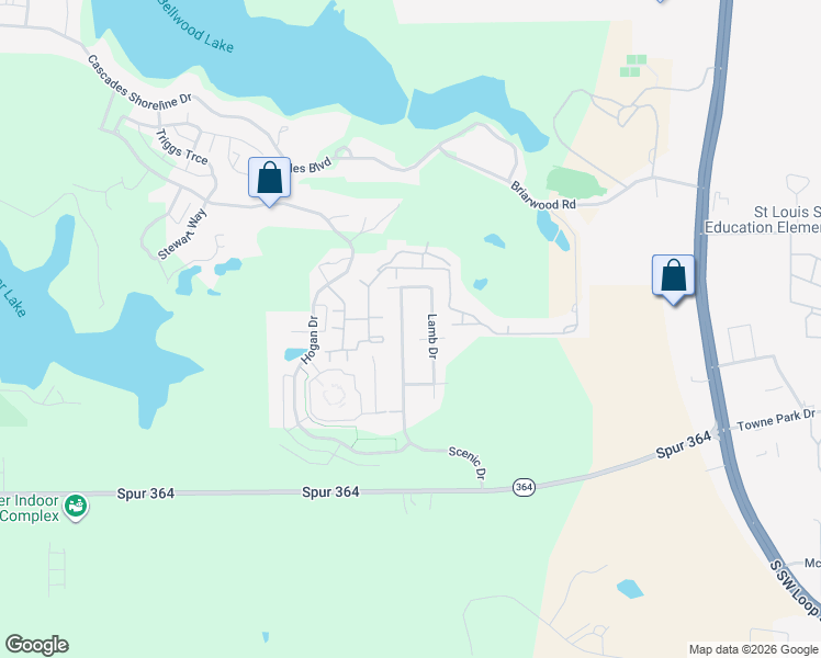 map of restaurants, bars, coffee shops, grocery stores, and more near 3832 Scenic Drive in Tyler