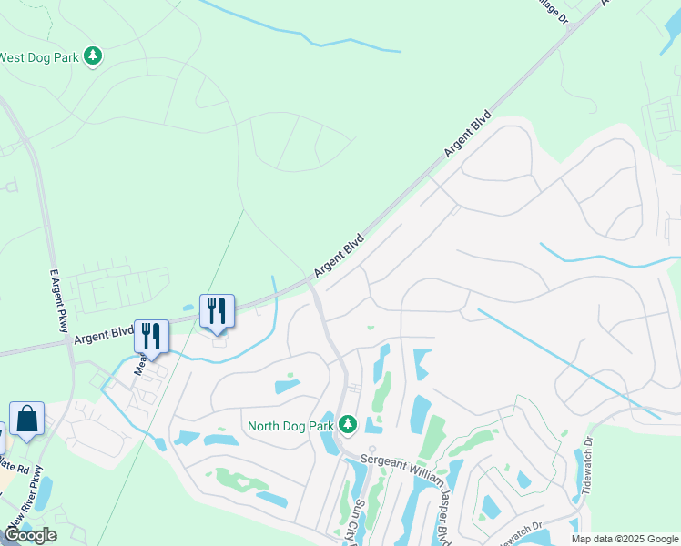 map of restaurants, bars, coffee shops, grocery stores, and more near Crane Court in Coosawhatchie
