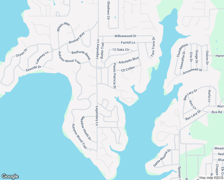 map of restaurants, bars, coffee shops, grocery stores, and more near 155 Rueda Encina Street in Gun Barrel City