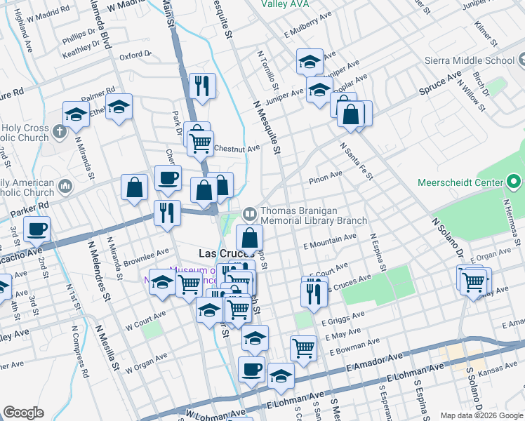 map of restaurants, bars, coffee shops, grocery stores, and more near 316 East Picacho Avenue in Las Cruces